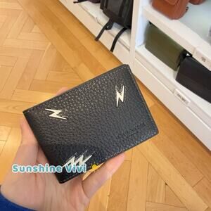 NWT COACH Compact Billfold With Lightning Bolt Print CDC94 black